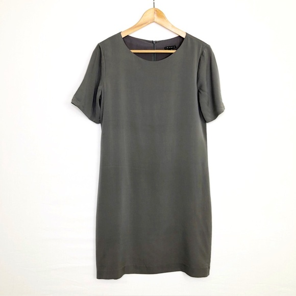 Theory Grey Silk mini shift dress - Picture 1 of 8